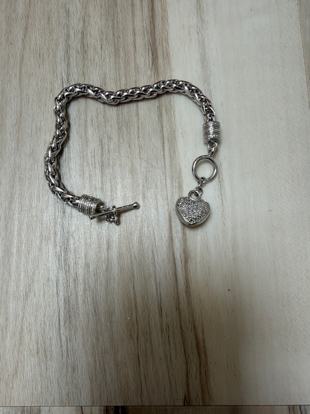 Brighton Silver Heart Charm Toggle Bracelet